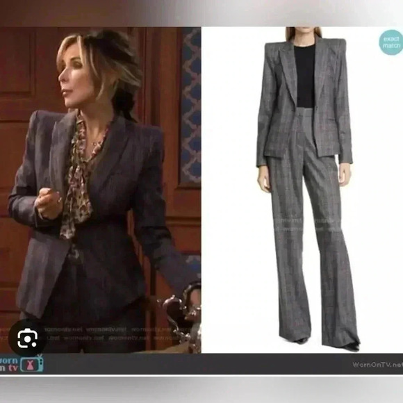 Veronica Beard Brock Dickey Jacket 0 Blazer Wool Grey Plaid Strong Shoulder $695 - Picture 11 of 16